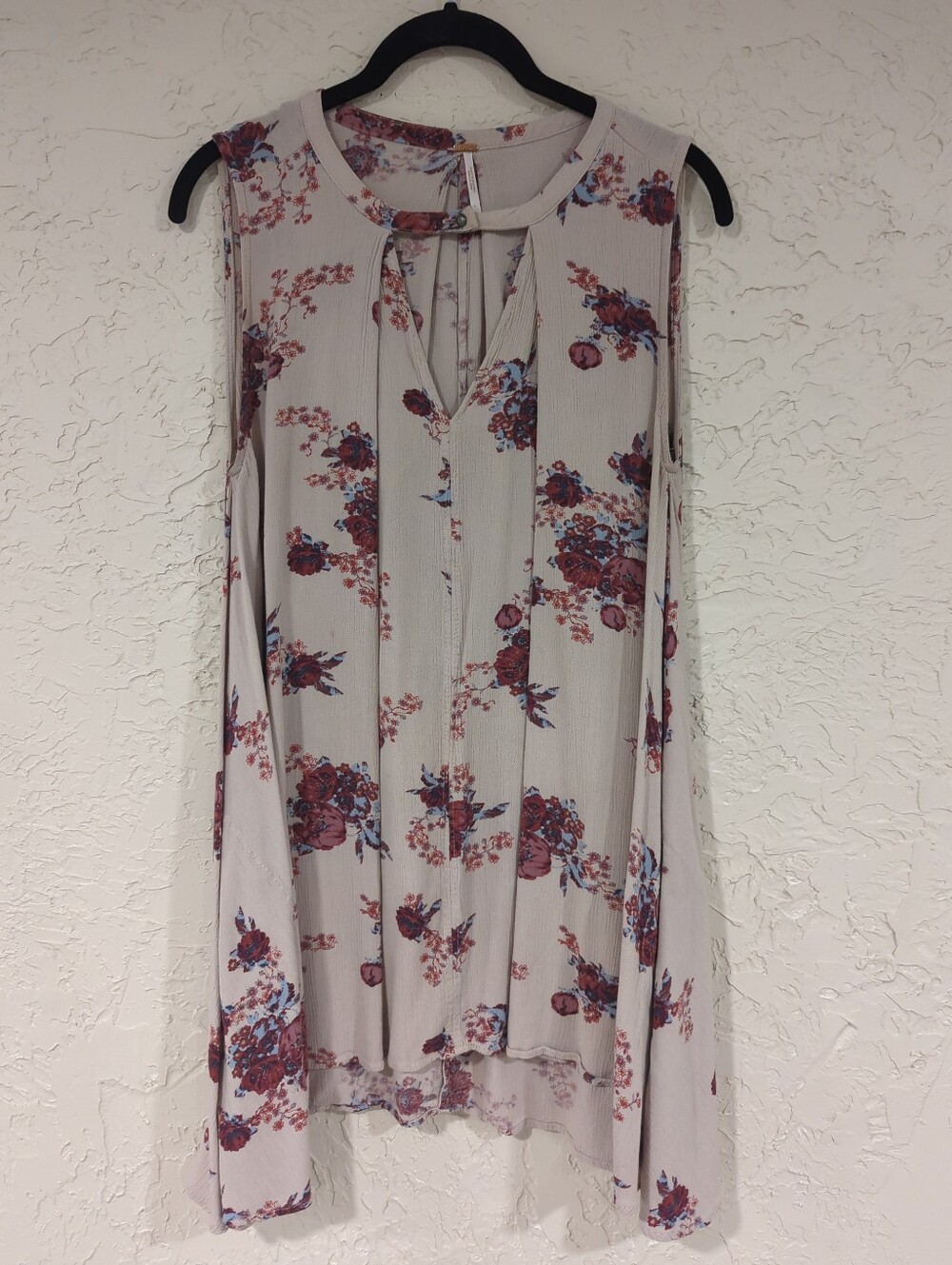 Free People Floral Mauve Mini Tunic Dress Women's Medium Boho Flowy Pockets